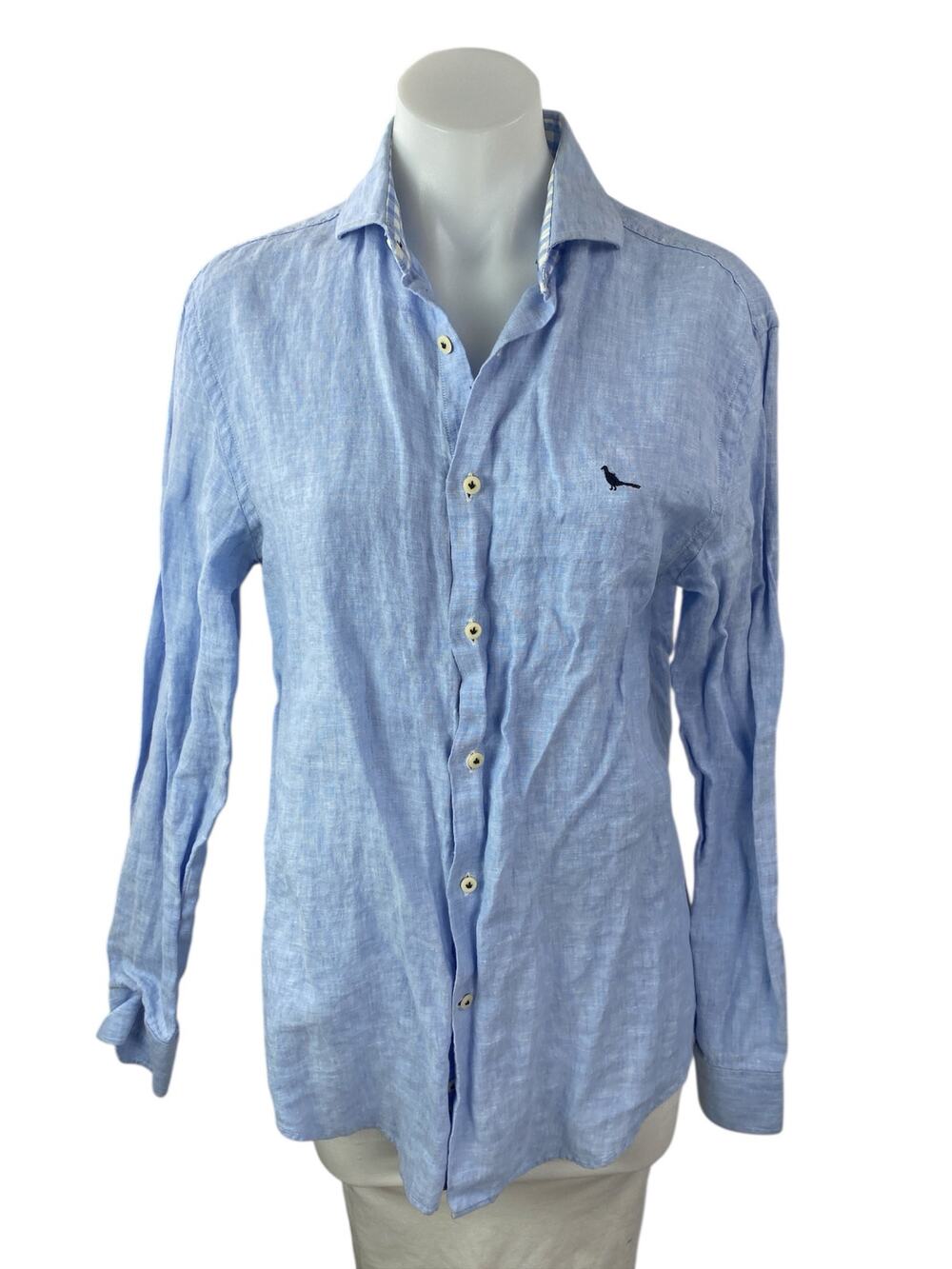 Club House 100% Linen Women's Collar V Neck Long Sleeve Button Down Shirt Top S